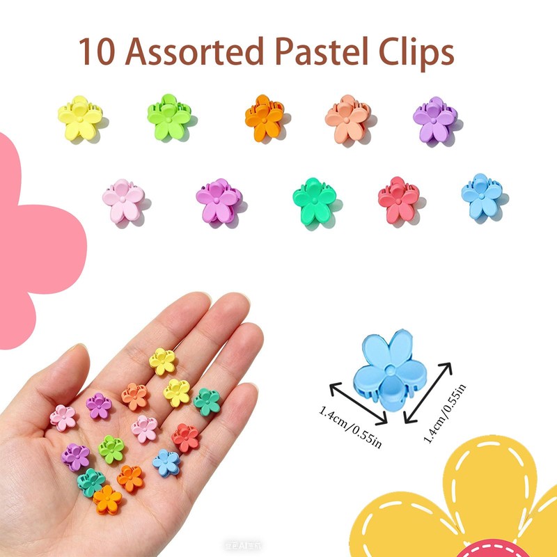 100 Pcs Mini Flower Hair Claw Clips, Small, Tiny Clip