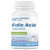 Puregen Labs Folic Acid 1000 mcg Tablets | Vitamin B9