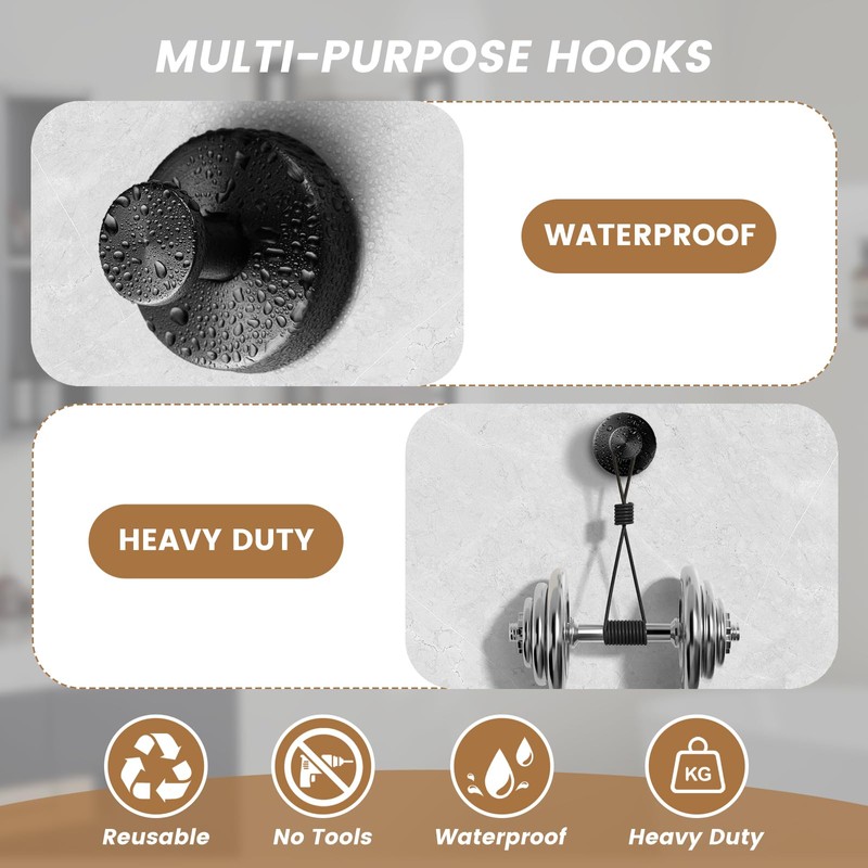 BKV Suction Cup Hooks for Glass Window,Removable Shower Hooks for
