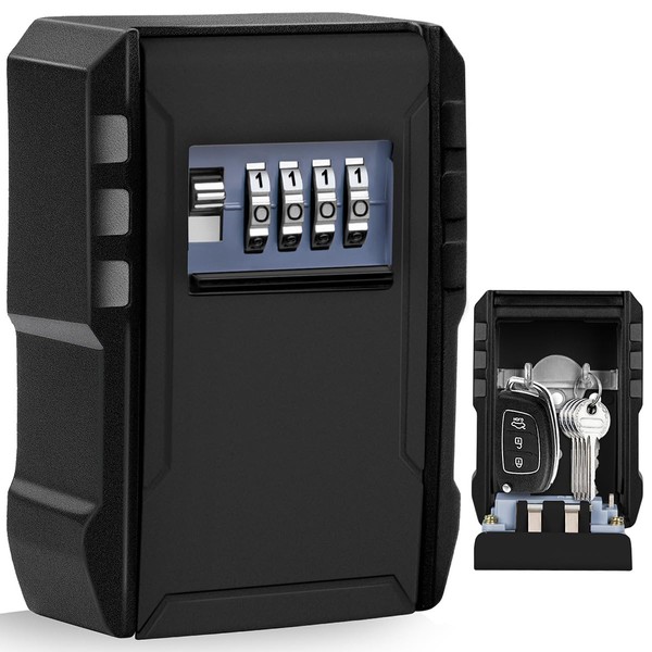 JUYANO Key Safe with Number Code Outside, 4-Digit Key Cabinet