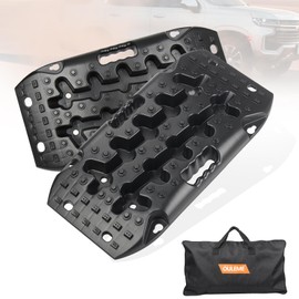 OULEME Recovery Traction Boards, Off-Road Track Traction Mats for Sand, Mud, and Snow - 4WD RV Truck Jeep SUV Traction Pads with Carry Bag (Black)