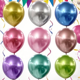 100 Pcs Metallic Balloons, 5 Inch Multicolor Latex Balloons Rainbow Decorative Latex Ballon for Birthday, Baby Shower, Wedding, Fiesta Party Decoration