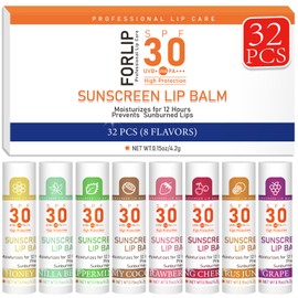 SPF 30 Lip Balm with Sunscreen, SPF Lip Balm Bulk-16 Pack, Hydrating Lip Balm Pack with Vitamin E and Coconut Oil- 8 Flavors