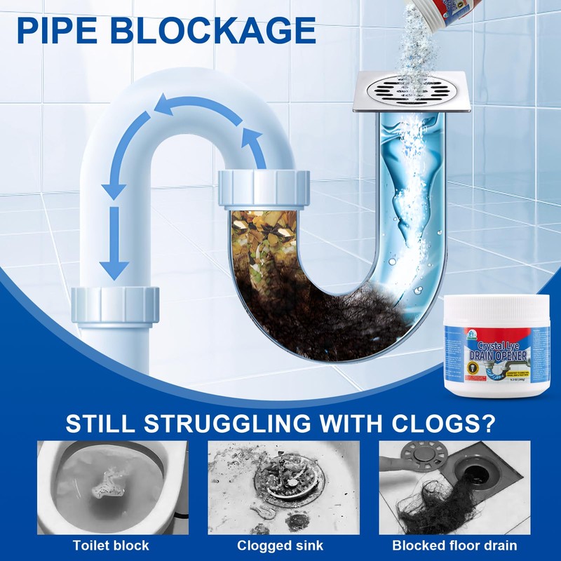 BELL BIRD Drain Opener,Powerful Unclogging,Crystal lye, Sodium hydroxide, Unclog drains,