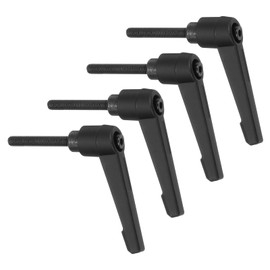 QUARKZMAN Pack of 4 M5 x 32 mm Adjustable Knobs Handle Male Thread Push Button Ratchet Quick Release Turning Bolts for Lathes, Black