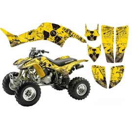AMR Racing ATV Graphics Kit: Quad Stickers for Honda TRX 400EX (1999-2007), Featuring Meltdown Design in Black & Yellow, Transform Your Ride with New ATV Stickers!