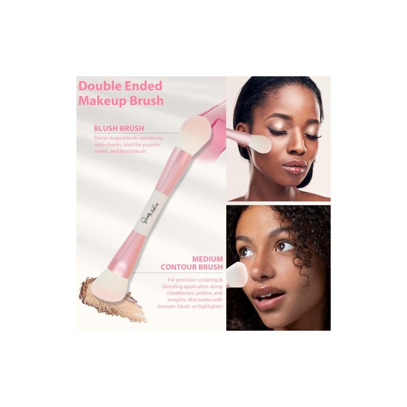 START MAKERS Brochas de Maquillaje, Set de Brochas Rosadas de