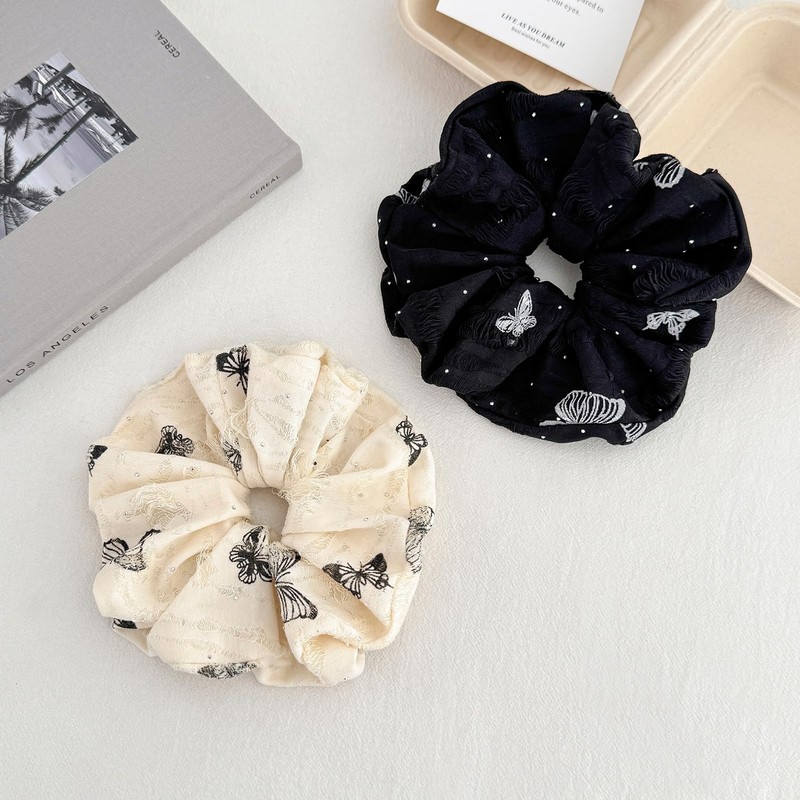 enophe 2PCS White Black Oversized Scrunchies for Women,Large Hair Ties
