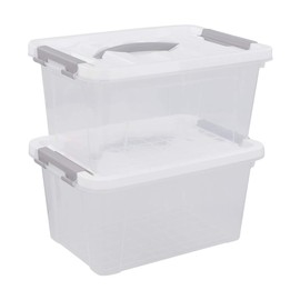 Saedy 6 Quart Clear Storage Container Bin, Multi-purpose Plastic Storage Box Set of 2, F