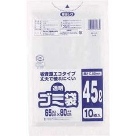 ワタナベ 透明ゴミ袋(再生原料タイプ)45L U45