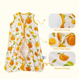 TILLYOU Sleep Sack 18-24 Months - 2 Pack Baby sleep sacks 0.5 TOG with 2-Way Zipper, Lightweight Cotton Sleeping sack, Orange flavour & Orange