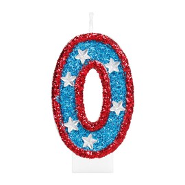 iNINGER Red Number 0 Candle Superhero Blue Birthday Candle 3D Number 0 Candle for Red Blue Birthday Number Candles American Flag Perfect for Independence Day and Captain America Party Supplies