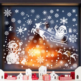 SNAIL GARDEN 1080 PCS Christmas Window Stickers,PVC Christmas Staic Clings Sticker,Xmas Double-Side Window Stickers,Snowflake Window Clings,Christmas Window Decorations for Smooth Surface