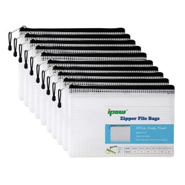 10 Pack Dokumententasche A5, Ipow Reißverschlussbeutel Mesh Zipper Taschen Beutel Set für Datei, Papier, Dokumenten, Kosmetika und Reiseutensilien