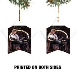 GRAPHICS & MORE Goblin King Jareth from The Labyrinth Sitting On Throne David Bowie Star-Shaped Porcelain Holiday Christmas Tree Ornament - 3.1"