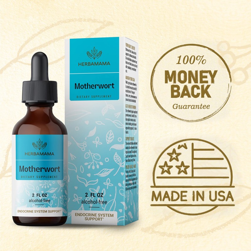 HERBAMAMA Motherwort Tincture - Organic Motherwort Herb Liquid Drops -