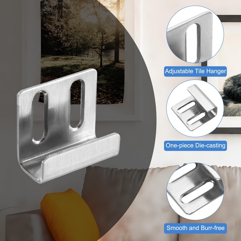 sourcing map 10 Pcs Stainless Steel Tile Hanger, Adjustable Tile