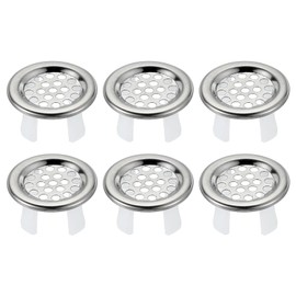 PATIKIL Sink Overflow Ring, 6 Pcs Stainless Steel Bathroom Sink Overflow Drain Cover Sink Basin Trim Insert in Hole Mesh Hole Cap for Bathroom Kitchen Basin Wash Basin, Silver