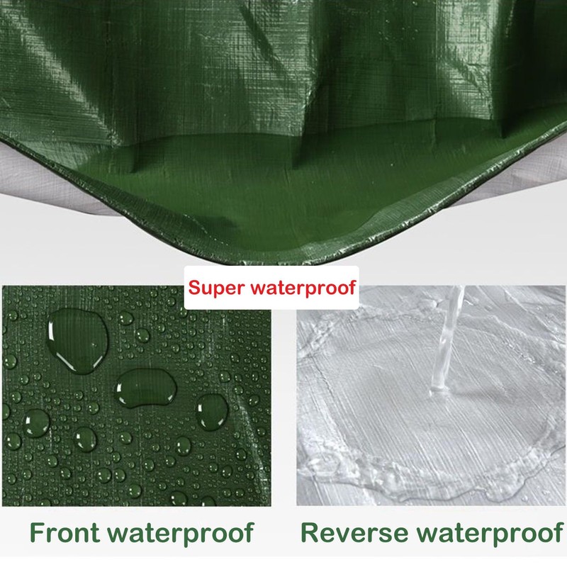 Tarps Heavy Duty Waterproof, Green/Silver 10Mil Polyethylene Tarp Cover with