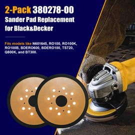 2-Pack 380278-00 Replacement Pad for Black & Decker Sander, Compatible with N601645 RO100 RO100K RO100B BDERO600 BDERO100 TS720 Q800K BT300