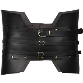 SSDH Medieval Wide Leather Armor Belt Handmade Steampunk Belt Cosplay Costume Accessories Women Men's Renaissance Viking Knight Antique Armor Belt (Black)