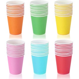 YWKJDDM Pappbecher, 60 Stück Pappbecher Bunt,250ML Einweg Mehrfarbig Partybecher, Mehrfarbig Papierbecher geeignet für Hochzeit Kinder DIY Partybedarf Kaffee Tee Heißen und Kalten Getränken