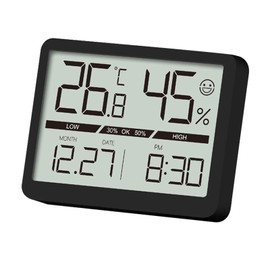 DFBL Digital Thermometer/Hygrometer, Large Screen LED, Heatstroke Protection, Magnet, Stand, 3-Way Date Display, High Precision, Japanese Instruction Manual Included, For Bedroom/Office/Rainy Season