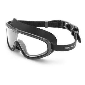 Petites Pommes Adult Swim Goggles for Ages 14+ – Lightweight Silicone, Anti-Fog Wide Lens, Retro Design Swimming Goggles, Hair-Safe Buckle, Cotton Pouch Included, Ink