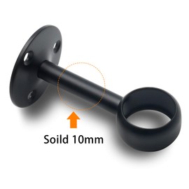 Jiozermi 8 Pcs 1 Inch Ceiling Mount Curtain Rod Bracket, Flange Closet Rod Holder, Heavy Duty Stainless Steel Shower Curtain Rod Socket, Closet Rod End Supports, Matte Black