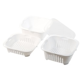 Pearl Metal Colander Bowl Set of 4, Square Shape, Made in Japan, Kitchen Smile HC-628