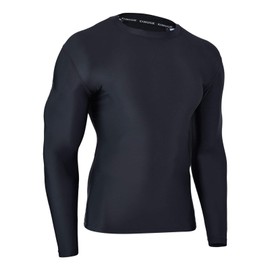 ADOREISM - Camisetas de natación de compresión para Hombre con protección Solar UPF 50+ para Hombre, Negro -, Large