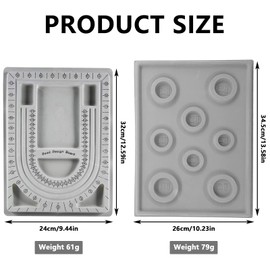 KRISFD Bead Board, Design Plate for Beads, Pack of 2, Bead Design Board, Bead Board, Bracelet, Design Board, Bead Board, Grey Flocking, for Making Necklaces and Bracelets