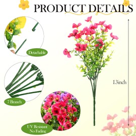 XYLENCO Artificial Flowers for Outdoor Decoration, 12 Bundles Faux Silk Phalaenopsis & Eucalyptus Plants, UV Resistant Plastic Flowers for Garden, Porch, Front Door, Spring Summer Decor