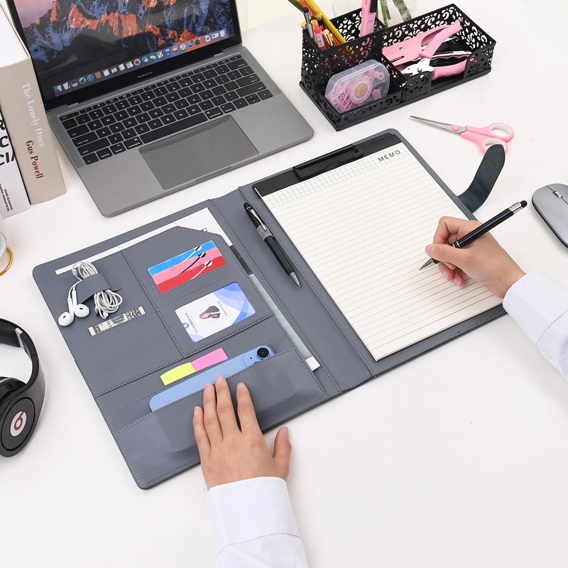 Wason Leather Portfolio Case A4 with Clipboard Notepad Forms Holders