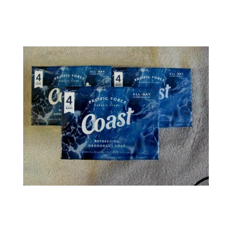 Coast 12 Bars Coast Deodorant Bath Soap Pacific Force Scent