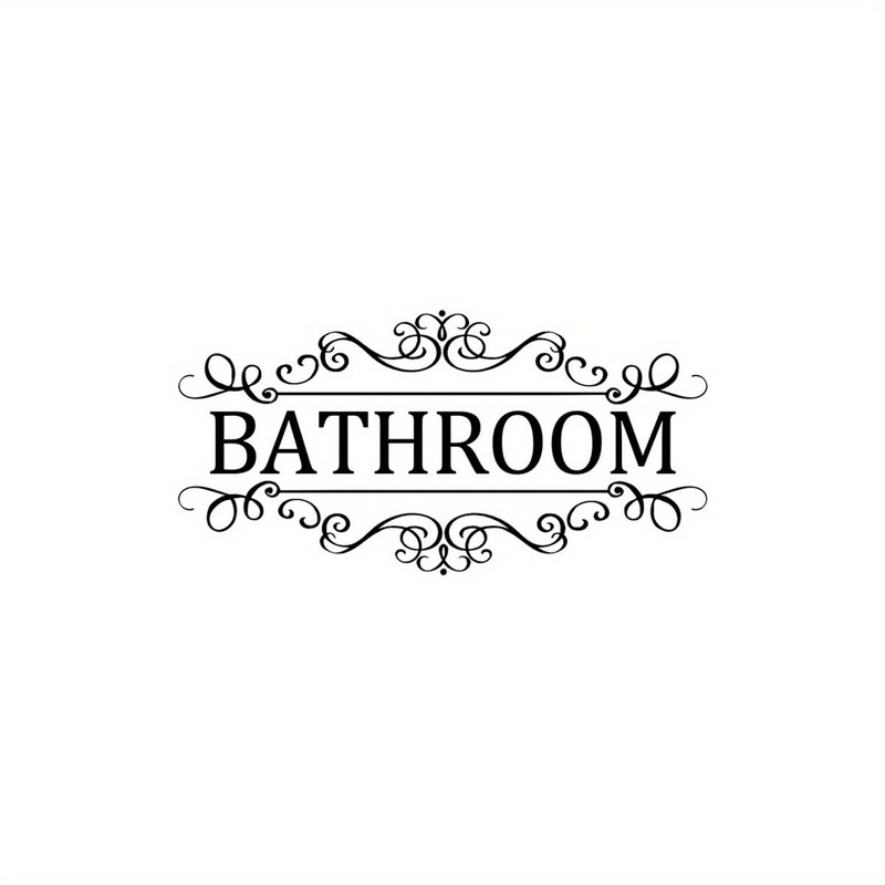 Bathroom Door Wall Sticker, Removable English Letter Signs, Decorative Decal