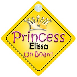 Princess Elissa On Board Girl Car Sign Child/Baby Gift/Present 002