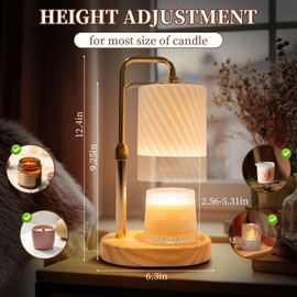 Comodico Candle Warmer Lamp with Timer Dimmable, New Adjustable Height Frosted Glass Texture Wax Melt Warmer Lamps for Scented Jar Candles, Gifts for Women Mom, Home Decor Table Lights