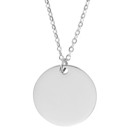 MECCANIXITY Stainless Steel Round Pendant Necklace for Men and Women, Stamping Blank Engravable Charm Pendant Necklace Jewelry Gifts for Birthday Valentine's Day(1", Silver)
