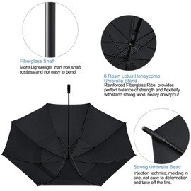 G4Free 80 Inch Huge Large Oversize Golf Umbrella Double Canopy Vented Windproof Stick Umbrellas, 6.6 Ft Heavy Duty Outdoor Doorman Umbrella Family Umbrella(Black)