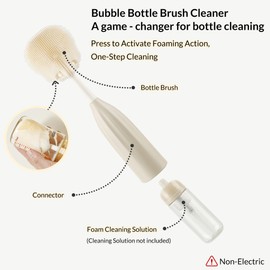 Baby Bottle Brush Kit with Push-Press Bubble and Drying Rack for Bottle Cleaning, Bendable Bottle Cleaner Brush for Baby Bottles, Breast Pumps, Nipples, Straws and More. Perfect for Home&Travel