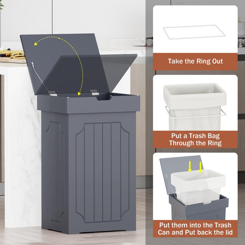 Function Home Trash Can Cabinet, 13 Gallon Kitchen Garbage Can,