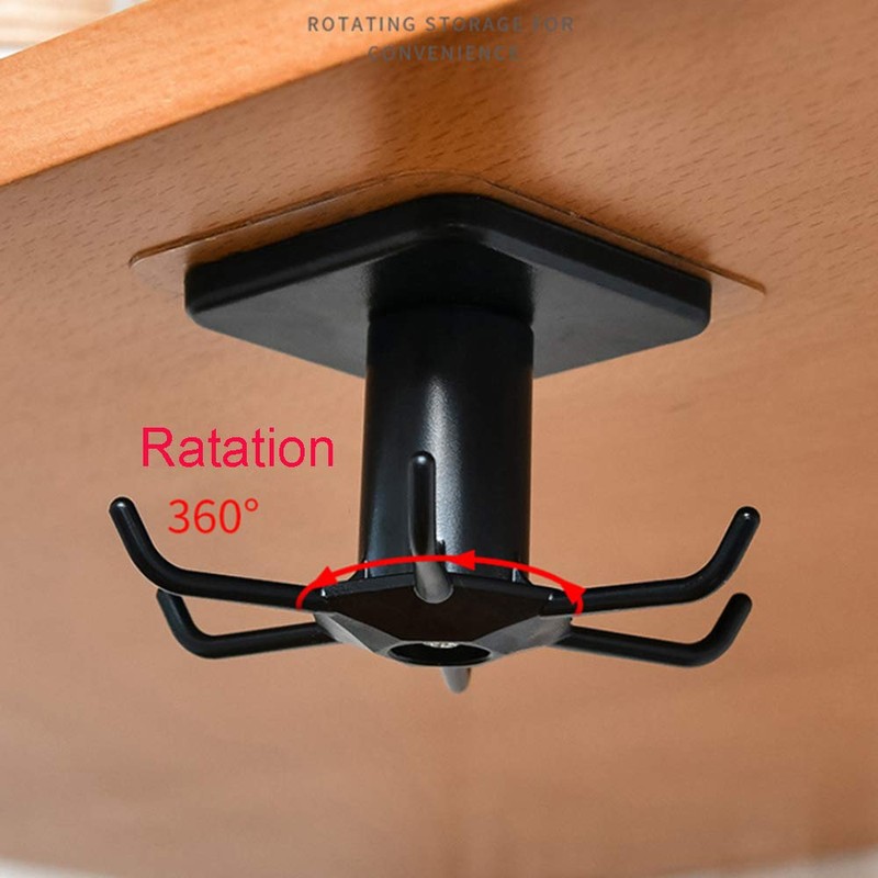 EigPluy 2pcs Under Cabinet Kitchen Utensil Hooks,360° Rotating Drilling Free