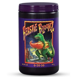 FoxFarm Beastie Bloomz Water Soluble Fertilizer for Mid-Flowering Stage, High Phosphorus Fertilizer 0-50-30, Supports Blossom Development, Easily Dilutes in Water, Ideal for Hydroponics & Soil, 2 lb