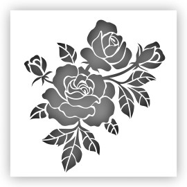 Rose #3 Flower Stencil - Choose a Size - Laser-Cut Reusable Plastic - 30" x 30"