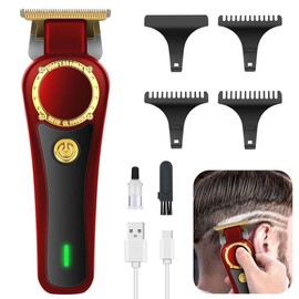 INNENS Electric Professional Hair Trimmer Clipper Shaver Cordless Cutting Machine W/ limit comb, Cordless Shaving Machine for Men - Color: red