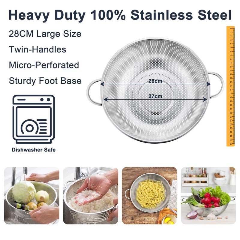 HaWare Colander Stainless Steel, 5-Quart Large Colanders with Handle &