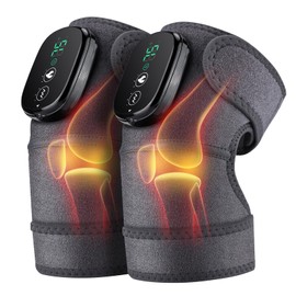 NORTHERN BROTHERS Cordless Knee Massager with Heat and Vibration, 3 in 1 Heating Pads for Knee Shoulder Elbow Stress Relief Deep Tissue 2 pcs, Gray
