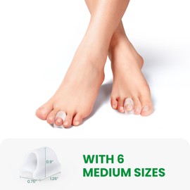 Bukihome Hammertoe Corrector - 6 Pack Toe Straightener to Curled Toes, Broken toe, Bunion Corrector for Women and Men, Medium Size (Clear)