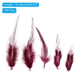 PATIKIL Saddle Hackle Rooster Feather 4-6", 100 Pcs Rooster Feathers Loose Hackle Feathers for Dream Catcher Earrings DIY, Maroon Red